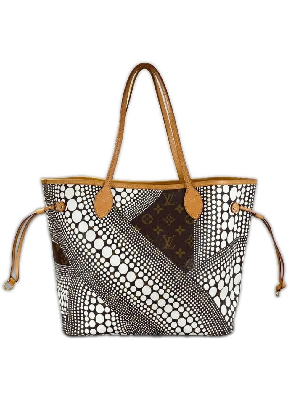 Louis Vuitton Neverfull MM Tote Bag Damier Azur Canvas White Yayoi Kusama